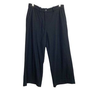 RAG & BONE BLACK WOOL BLEND HIGH RISE WIDE CROP LEG TROUSERS - 10